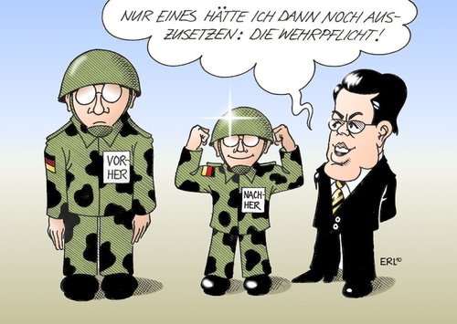 Cartoon: Guttenberg (medium) by Erl tagged guttenberg,bundeswehr,reform,verkleinerung,wehrpflicht,aussetzung,guttenberg,bundeswehr,reform,verkleinerung,wehrpflicht,aussetzung