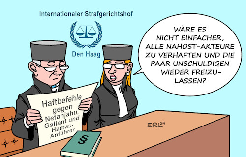 Cartoon: Haftbefehl gegen Netanjahu (medium) by Erl tagged politik,nahost,terror,hamas,reaktion,israel,krieg,internationaler,strafgerichtshof,den,haag,haftbefehl,netanjahu,karikatur,erl,politik,nahost,terror,hamas,reaktion,israel,krieg,internationaler,strafgerichtshof,den,haag,haftbefehl,netanjahu,karikatur,erl