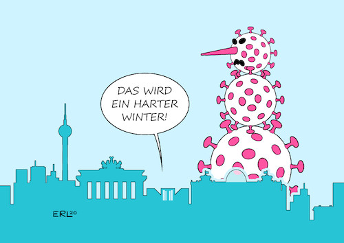 Cartoon: Harter Winter (medium) by Erl tagged politik,corona,virus,pandemie,zweite,welle,herbst,winter,anstieg,fallzahlen,schneemann,berlin,kanzleramt,karikatur,erl,politik,corona,virus,pandemie,zweite,welle,herbst,winter,anstieg,fallzahlen,schneemann,berlin,kanzleramt,karikatur,erl