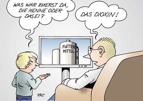 Cartoon: Henne oder Ei (medium) by Erl tagged huhn,ei,henne,hühner,eier,futtermittel,dioxin,skandal,lebensmittel,eierbecher,gabel,messer,teller,nahrungsmittelindustrie,nahrungsmittel,industrie,abfall,entsorgung,müll,sondermüll,verbraucher,essen,dioxin,ei,skandal,lebensmittel,eier,verunreinigung,grenzwert,verseuchung,vergiftung,gift,futtermittel,essen,tierfutter,nahrung,ernährung,restaurant,frühstück