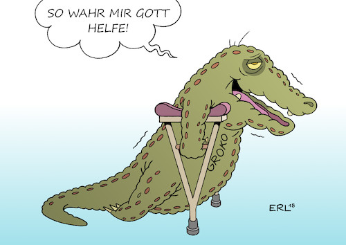 Cartoon: Hoffentlich! (medium) by Erl tagged politik,bundestagswahl,wahl,regierung,bundesregierung,grosse,koalition,groko,cdu,csu,spd,vereidigung,eid,formel,hilfe,schwung,aufbruch,fehlanzeige,weiter,so,krokodil,krücken,karikatur,erl,politik,bundestagswahl,wahl,regierung,bundesregierung,grosse,koalition,groko,cdu,csu,spd,vereidigung,eid,formel,hilfe,schwung,aufbruch,fehlanzeige,weiter,so,krokodil,krücken,karikatur,erl