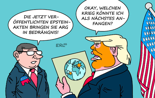 Cartoon: Immer wieder Epstein (medium) by Erl tagged politik,usa,epstein,sexualstraftäter,akten,trump,belastung,ablenkung,krieg,venezuela,iran,karikatur,erl,politik,usa,epstein,sexualstraftäter,akten,trump,belastung,ablenkung,krieg,venezuela,iran,karikatur,erl