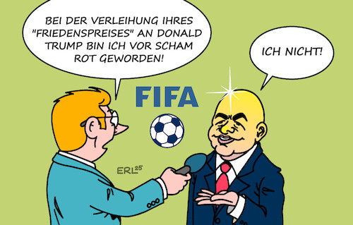 Cartoon: Infantino (medium) by Erl tagged politik,sport,fußball,auslosung,wm,usa,kanada,mexiko,fifa,infantino,friedenspreis,trump,peinlichkeit,gier,karikatur,erl,politik,sport,fußball,auslosung,wm,usa,kanada,mexiko,fifa,infantino,friedenspreis,trump,peinlichkeit,gier,karikatur,erl