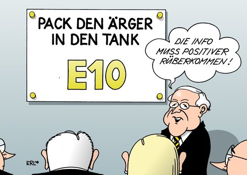 Cartoon: Info (medium) by Erl tagged röttgen,brüderle,ärger,positiv,werbung,info,information,zapfpistole,zapfsäule,tanken,tankstelle,boykott,verbraucher,autofahrer,auto,entlastung,co2,umweltschutz,umwelt,bio,kraftstoff,beimischung,ethanol,e10,superbenzin,super,gipfel,benzin,benzingipfel,benzingipfel,benzin,gipfel,super,superbenzin,ethanol,e10,beimischung,kraftstoff,bio,umwelt,umweltschutz,co2,entlastung