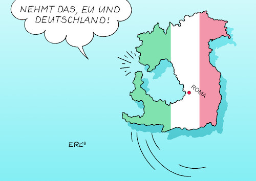 Cartoon: Italien (medium) by Erl tagged politik,italien,regierung,neu,koalition,movimento,stelle,lega,nord,rechtspopulismus,nationalismus,europafeindlichkeit,europa,gefahr,euro,eurokrise,eu,deutschland,landkarte,stiefel,tritt,selbstverletzung,autoaggression,aggression,wirtschaft,finanzen,schulden,schuldenkrise,verschuldung,karikatur,erl,politik,italien,regierung,neu,koalition,movimento,stelle,lega,nord,rechtspopulismus,nationalismus,europafeindlichkeit,europa,gefahr,euro,eurokrise,eu,deutschland,landkarte,stiefel,tritt,selbstverletzung,autoaggression,aggression,wirtschaft,finanzen,schulden,schuldenkrise,verschuldung,karikatur,erl