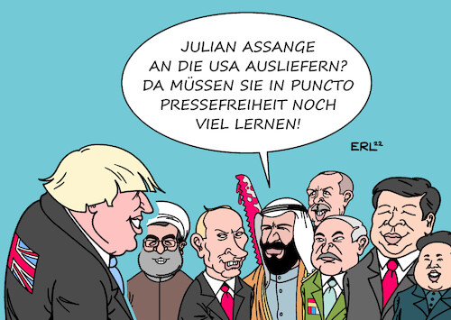 Cartoon: Julian Assange (medium) by Erl tagged politik,journalismus,whistleblower,julian,assange,wikileaks,haft,großbritannien,urteil,auslieferung,usa,regierung,boris,johnson,vollzug,schlag,pressefreiheit,diktatoren,zustimmung,karikatur,erl,politik,journalismus,whistleblower,julian,assange,wikileaks,haft,großbritannien,urteil,auslieferung,usa,regierung,boris,johnson,vollzug,schlag,pressefreiheit,diktatoren,zustimmung,karikatur,erl