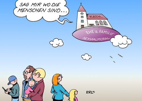 Cartoon: Katholische Kirche (medium) by Erl tagged kirche,katholisch,glaube,religion,ehe,familie,moral,sexualität,sexualmoral,gesellschaft,entfernung,menschen,bischof,papst,vatikan,kirche,katholisch,glaube,religion,ehe,familie,moral,sexualität,sexualmoral,gesellschaft,entfernung,menschen,bischof,papst,vatikan