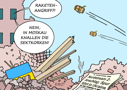 Cartoon: Knall (medium) by Erl tagged politik,krieg,angriff,überfall,wladimir,putin,russland,ukraine,anschlag,gaspipeline,nordstream,recherche,spur,ukrainer,moskau,freude,sektkorken,knallen,raketenangriff,karikatur,erl,politik,krieg,angriff,überfall,wladimir,putin,russland,ukraine,anschlag,gaspipeline,nordstream,recherche,spur,ukrainer,moskau,freude,sektkorken,knallen,raketenangriff,karikatur,erl