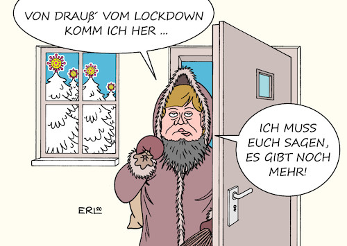 Cartoon: Knecht Ruprecht (medium) by Erl tagged politik,corona,virus,pandemie,covid19,zweite,welle,lockdown,light,wirkung,verlängerung,bundeskanzlerin,angela,merkel,ministerpräsidentinnen,ministerpräsidenten,knecht,ruprecht,sack,rute,gedicht,theodor,storm,tannen,tannenspitzen,karikatur,erl,politik,corona,virus,pandemie,covid19,zweite,welle,lockdown,light,wirkung,verlängerung,bundeskanzlerin,angela,merkel,ministerpräsidentinnen,ministerpräsidenten,knecht,ruprecht,sack,rute,gedicht,theodor,storm,tannen,tannenspitzen,karikatur,erl