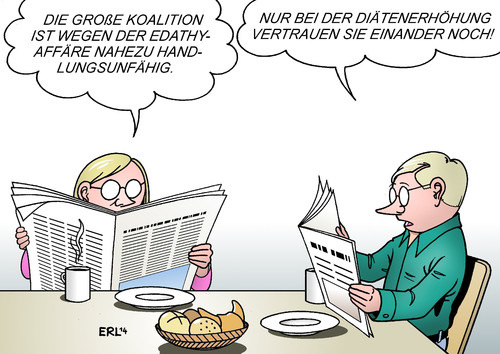 Cartoon: Koalition (medium) by Erl tagged regierungskoalition,regierung,große,koalition,cdu,csu,spd,fall,edathy,information,weitergabe,rücktritt,friedrich,plaudern,oppermann,rache,misstrauen,handlungsunfähigkeit,diäten,diätenerhöhung,vertrauen,regierungskoalition,regierung,große,koalition,cdu,csu,spd,fall,edathy,information,weitergabe,rücktritt,friedrich,plaudern,oppermann,rache,misstrauen,handlungsunfähigkeit,diäten,diätenerhöhung,vertrauen