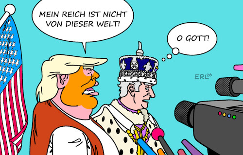 Cartoon: Könige (medium) by Erl tagged politik,usa,trump,geisteszustand,hybris,jesus,besuch,könig,charles,großbritannien,karikatur,erl,politik,usa,trump,geisteszustand,hybris,jesus,besuch,könig,charles,großbritannien,karikatur,erl