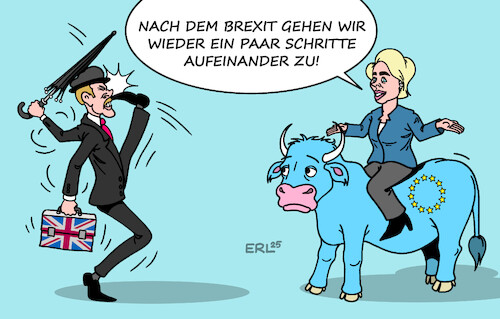 Cartoon: Komische Gangarten (medium) by Erl tagged politik,großbritannien,brexit,eu,annäherung,schritte,komische,gangarten,monty,python,europa,stier,von,der,leyen,karikatur,erl,politik,großbritannien,brexit,eu,annäherung,schritte,komische,gangarten,monty,python,europa,stier,von,der,leyen,karikatur,erl
