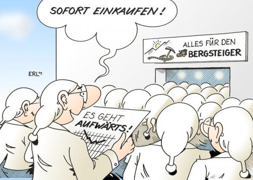 Cartoon: Konsum gegen Krise (medium) by Erl tagged krise,wirtschaft,konsum,optimismus,kaufen,einkaufen,aufwärts,bergsteiger,krise,wirtschaft,konsum,finanzkrise,wirtschaftskrise,konsumgesellschaft,konsument,bergsteiger,kaufen,handel,verkauf,einkaufen