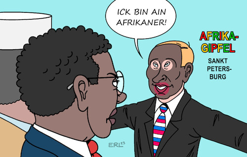 Cartoon: Kulturelle Aneignung (medium) by Erl tagged politik,krieg,angriff,überfall,russland,ukraine,blockade,getreide,ausfuhr,hunger,afrika,wladimir,putin,einladung,afrikagipfel,gipfel,sankt,petersburg,anbiederung,helfer,retter,blackfacing,kulturelle,aneignung,karikatur,erl,politik,krieg,angriff,überfall,russland,ukraine,blockade,getreide,ausfuhr,hunger,afrika,wladimir,putin,einladung,afrikagipfel,gipfel,sankt,petersburg,anbiederung,helfer,retter,blackfacing,kulturelle,aneignung,karikatur,erl