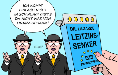 Cartoon: Leitzins (medium) by Erl tagged politik,wirtschaft,finanzen,inflation,konjunktur,schwung,leitzins,senkung,ezb,lagarde,pillen,karikatur,erl,politik,wirtschaft,finanzen,inflation,konjunktur,schwung,leitzins,senkung,ezb,lagarde,pillen,karikatur,erl