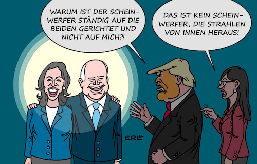 Cartoon: Licht und Schatten (medium) by Erl tagged politik,usa,wahl,präsidentschaft,präsidentschaftswahl,prsident,joe,biden,rückzug,alter,kandidatin,vizepräsidentin,kamala,harris,vize,tim,walz,nominierung,parteitag,demokraten,aufbruch,euphorie,hoffnung,optimismus,kandidat,republikaner,donald,trump,bild,düster,dystopie,endzeitstimmung,hass,wut,dunkelheit,schatten,licht,aufmerksamkeit,narzissmus,karikatur,erl,politik,usa,wahl,präsidentschaft,präsidentschaftswahl,prsident,joe,biden,rückzug,alter,kandidatin,vizepräsidentin,kamala,harris,vize,tim,walz,nominierung,parteitag,demokraten,aufbruch,euphorie,hoffnung,optimismus,kandidat,republikaner,donald,trump,bild,düster,dystopie,endzeitstimmung,hass,wut,dunkelheit,schatten,licht,aufmerksamkeit,narzissmus,karikatur,erl