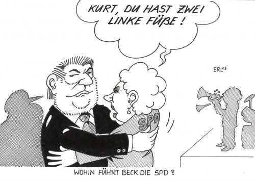 Cartoon: Linke (medium) by Erl tagged beck,spd,die,linke,,beck,spd,linke,kommunismus,sozial,tanz,linksruck,musik,parteivorsitzender,parteikritik,richtung,ministerpräsident,disput,rasieren,sozialdemokraten,oskar lafontaine,oskar,lafontaine