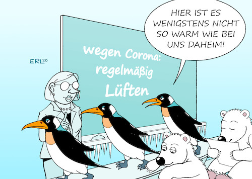 Cartoon: Lüften an Schulen (medium) by Erl tagged politik,corona,virus,pandemie,zweite,welle,herbst,winter,abstand,hygiene,masken,lüften,schule,klassenzimmer,kälte,südpol,nordpol,klimawandel,pinguine,eisbären,schüler,schülerinnen,lehrerinnen,lehrer,karikatur,erl,politik,corona,virus,pandemie,zweite,welle,herbst,winter,abstand,hygiene,masken,lüften,schule,klassenzimmer,kälte,südpol,nordpol,klimawandel,pinguine,eisbären,schüler,schülerinnen,lehrerinnen,lehrer,karikatur,erl