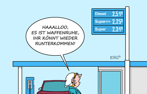 Cartoon: Mal wieder runterkommen (medium) by Erl tagged politik,irankrieg,anstieg,ölpreis,spritpreis,waffenruhe,senkung,spritpreise,verzögerung,michel,tankstelle,karikatur,erl,politik,irankrieg,anstieg,ölpreis,spritpreis,waffenruhe,senkung,spritpreise,verzögerung,michel,tankstelle,karikatur,erl