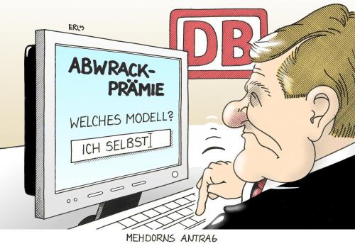 Cartoon: Mehdorns Antrag (medium) by Erl tagged deutsche,bahn,db,chef,hartmut,mehdorn,rücktritt,angebot,abwrackprämie,internet,auto,modell,cartoon,cartoons,deutsche bahn,hartmut mehdorn,chef,rücktritt,angebot,abwrackprämie,internet,auto,modell,industrie,automobilindustrie,autoindustrie,wirtschaft,finanzkrise,wirtschaftskrise,geld,finanzen,deutsche,bahn,hartmut,mehdorn