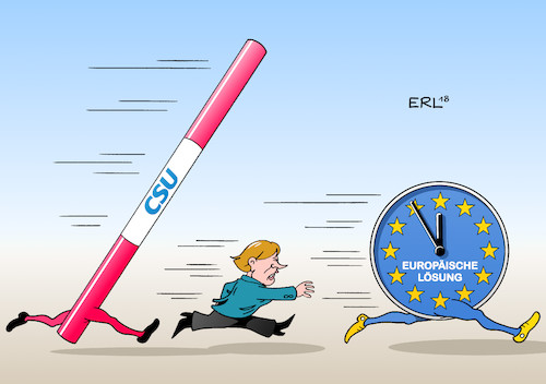 Cartoon: Merkel (medium) by Erl tagged politik,deutschland,streit,flüchtlingspolitik,asylmasterplan,ankerzentren,abschiebungen,zurückweisung,flüchtlinge,grenze,sicheres,herkunftsland,achse,der,willigen,österreich,italien,innenminister,horst,seehofer,csu,bundeskanzlerin,merkel,cdu,europa,eu,recht,gemeinsam,gipfel,schengen,schengenraum,karikatur,erl,politik,deutschland,streit,flüchtlingspolitik,asylmasterplan,ankerzentren,abschiebungen,zurückweisung,flüchtlinge,grenze,sicheres,herkunftsland,achse,der,willigen,österreich,italien,innenminister,horst,seehofer,csu,bundeskanzlerin,merkel,cdu,europa,eu,recht,gemeinsam,gipfel,schengen,schengenraum,karikatur,erl