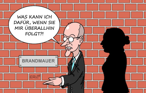 Cartoon: Merzens Schatten (medium) by Erl tagged politik,cdu,merz,antrag,migration,zustimmung,afd,schatten,brandmauer,weidel,karikatur,erl,politik,cdu,merz,antrag,migration,zustimmung,afd,schatten,brandmauer,weidel,karikatur,erl