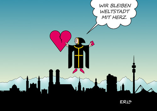 Cartoon: München (medium) by Erl tagged münchen,amoklauf,tote,verletzte,trauer,entsetzen,terror,verdacht,weltstadt,mit,herz,gebrochen,lebensart,toleranz,münchner,kindl,skyline,alben,berge,karikatur,erl,münchen,amoklauf,tote,verletzte,trauer,entsetzen,terror,verdacht,weltstadt,mit,herz,gebrochen,lebensart,toleranz,münchner,kindl,skyline,alben,berge,karikatur,erl