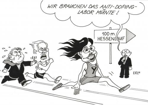 Cartoon: Münte (medium) by Erl tagged spd,hessen,ypsilanti,koch,beck,100m,lauf,doping,antidoping,münte,müntefering,spd,hessen,hessenwahlen,parteikrise,führungskrise,andrea ypsilanti,roland koch,franz müntefering,rückkehr,wiederkehr,koalition,landtag,landtagswahlen,100m,100meterlauf,hundertmeterlauf,hundert meter lauf,doping,antidopingkontrolle,beijing,dopingverdacht,dopingskandal,dopingtest,olympia,olympiade,olympische spiele,peking,sprinter,usain bolt,andrea,ypsilanti,roland,koch,franz,müntefering,hundert,meter,lauf,olympische,spiele,usain,bolt