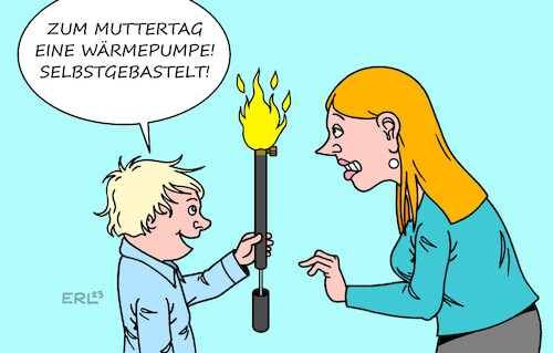 Cartoon: Muttertag (medium) by Erl tagged politik,muttertag,mutter,kind,geschenk,luftpumpe,feuer,wärmepumpe,begehrt,wertvoll,heizung,klimaschutz,habeck,grüne,karikatur,erl,politik,muttertag,mutter,kind,geschenk,luftpumpe,feuer,wärmepumpe,begehrt,wertvoll,heizung,klimaschutz,habeck,grüne,karikatur,erl