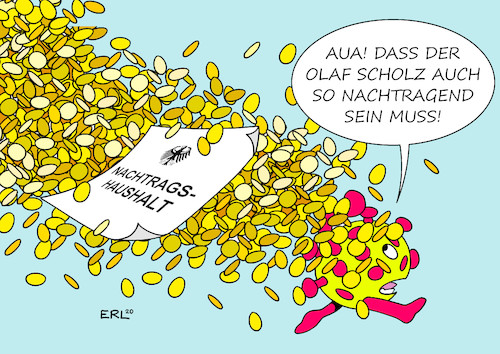 Cartoon: Nachtragshaushalt (medium) by Erl tagged politik,finanzen,haushalt,corona,virus,pandemie,konjunkturpaket,hilfe,nachtragshaushalt,geld,finanzminister,olaf,scholz,karikatur,erl,politik,finanzen,haushalt,corona,virus,pandemie,konjunkturpaket,hilfe,nachtragshaushalt,geld,finanzminister,olaf,scholz,karikatur,erl