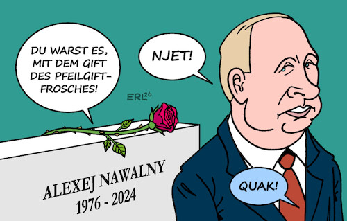 Cartoon: Nawalny (medium) by Erl tagged politik,russland,kremkritiker,putin,gegner,alexej,nawalny,ermordung,gift,pfeilgiftfrosch,karikatur,erl,politik,russland,kremkritiker,putin,gegner,alexej,nawalny,ermordung,gift,pfeilgiftfrosch,karikatur,erl