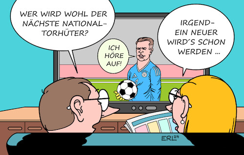 Cartoon: Neuer Nachfolger (medium) by Erl tagged politik,sport,fußball,nationalmannschaft,torhüter,torwart,nationaltorhüter,nationaltorwart,manuel,neuer,aufhören,abschied,spekulation,nachfolger,karikatur,erl,politik,sport,fußball,nationalmannschaft,torhüter,torwart,nationaltorhüter,nationaltorwart,manuel,neuer,aufhören,abschied,spekulation,nachfolger,karikatur,erl