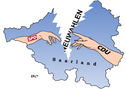 Cartoon: Neuwahlen Saarland (medium) by Erl tagged saarland,jamaika,koalition,ende,verhandlungen,spd,cdu,geplatzt,neuwahlen,schwarz,rot,gelb,grün,grüne,fdp,jamaika,saarland,koalition,spd,cdu,neuwahlen