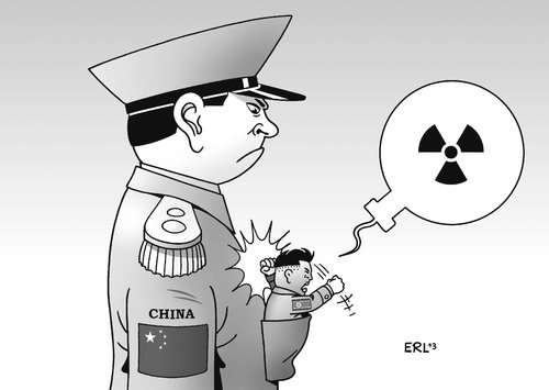 Cartoon: Nordkorea China (medium) by Erl tagged nordkorea,diktator,kim,jong,un,atomwaffen,atomprogramm,atomkraftwerk,drohung,südkorea,usa,schutzmacht,china,geduld