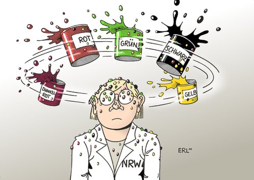 Cartoon: NRW-Farben (medium) by Erl tagged nrw,wahl,verhältnisse,unklar,koalition,rot,grün,schwarz,gelb,patt,nrw,wahl,wahlen,verhältnisse,unklar,koalition,rot,schwarz,grün,gelb,patt