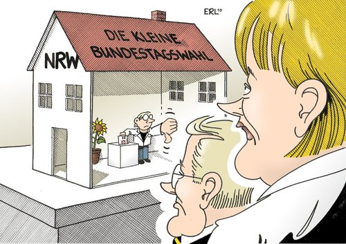 Cartoon: NRW-Wahl (medium) by Erl tagged nrw,wahl,bundestagswahl,klein,test,schwarzgelb,abgewählt,merkel,westerwelle,cdu,fdp,berlin,düsseldorf,nrw,wahl,bundestagswahl,klein,test,schwarzgelb,abgewählt,westerwelle,cdu,fdp,berlin,düsseldorf