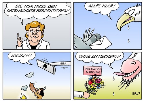 Cartoon: NSA Datenschutz (medium) by Erl tagged usa,geheimdienst,nsa,spionage,überwachung,abhören,skandal,internet,telefon,smartphone,bundeskanzlerin,angela,merkel,politik,regierung,datenschutz,brieftaube,falke,adler,rauchzeichen,indianer,staubsauger,blumen,sprechen,sprache,ziege,geiß,kommunikation,usa,geheimdienst,nsa,spionage,überwachung,abhören,skandal,internet,telefon,smartphone,bundeskanzlerin,angela,merkel,politik,regierung,datenschutz,brieftaube,falke,adler,rauchzeichen,indianer,staubsauger,blumen,sprechen,sprache,ziege,geiß,kommunikation