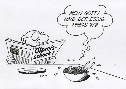 Cartoon: Ölpreis (medium) by Erl tagged Öl,oil,öl,oil,salat,ölpreis,preis,zeitung,schwitzen,besteck,schüssel,teller,gott,essig,essen