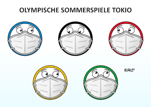 Cartoon: Olympische Sommerspiele (medium) by Erl tagged politik,sport,olympia,olympische,spiele,sommerspiele,tokio,2020,2021,corona,virus,pandemie,covid19,abstand,maske,ffp2,hygiene,angst,ansteckung,hotspot,ringe,olympiade,karikatur,erl,politik,sport,olympia,olympische,spiele,sommerspiele,tokio,2020,2021,corona,virus,pandemie,covid19,abstand,maske,ffp2,hygiene,angst,ansteckung,hotspot,ringe,olympiade,karikatur,erl