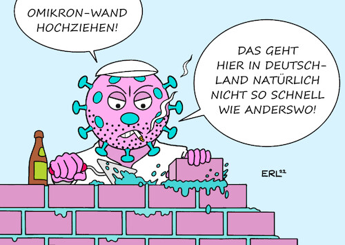 Cartoon: Omikron-Wand (medium) by Erl tagged politik,corona,virus,pandemie,covid19,fünfte,welle,omikron,fallzahlen,neuinfektionen,anstieg,steil,wand,deutschland,langsamer,bau,maurer,behörden,karikatur,erl,politik,corona,virus,pandemie,covid19,fünfte,welle,omikron,fallzahlen,neuinfektionen,anstieg,steil,wand,deutschland,langsamer,bau,maurer,behörden,karikatur,erl