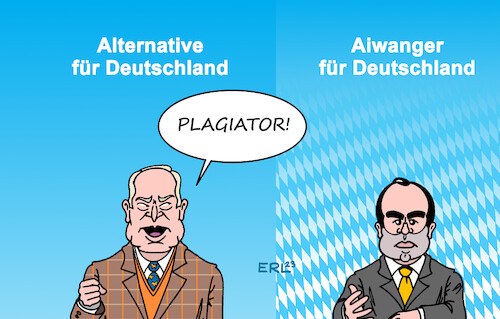 Cartoon: Plagiator (medium) by Erl tagged politik,kundgebung,bayern,erding,kabarettistin,monika,gruber,redner,markus,söder,csu,hubert,aiwanger,freie,wähler,wortwahl,kopie,afd,alternative,für,deutschland,rechtspopulismus,rechtsextremismus,plagiat,plagiator,karikatur,erl,politik,kundgebung,bayern,erding,kabarettistin,monika,gruber,redner,markus,söder,csu,hubert,aiwanger,freie,wähler,wortwahl,kopie,afd,alternative,für,deutschland,rechtspopulismus,rechtsextremismus,plagiat,plagiator,karikatur,erl