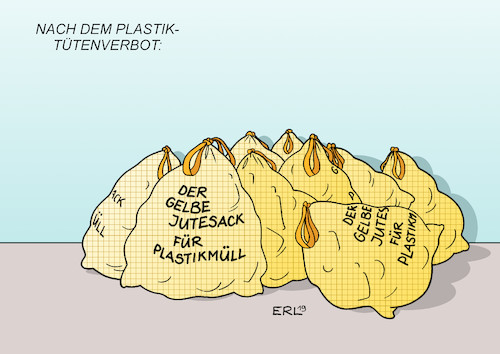 Cartoon: Plastiktütenverbot (medium) by Erl tagged politik,umwelt,ökologie,plastiktüte,plastiktüten,verbot,problem,plastikmüll,plastikverpackungen,verpackung,verpackungsmüll,gelber,sack,jute,karikatur,erl,politik,umwelt,ökologie,plastiktüte,plastiktüten,verbot,problem,plastikmüll,plastikverpackungen,verpackung,verpackungsmüll,gelber,sack,jute,karikatur,erl