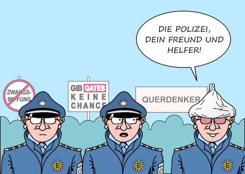 Cartoon: Polizei Stuttgart (medium) by Erl tagged politik,corona,virus,pandemie,covid19,coronaleugner,querdenker,impfgegener,verschwörungstheorie,demonstration,stuttgart,verstoß,auflagen,abstand,maske,polizei,nachsicht,milde,freund,und,helfer,karikatur,erl,politik,corona,virus,pandemie,covid19,coronaleugner,querdenker,impfgegener,verschwörungstheorie,demonstration,stuttgart,verstoß,auflagen,abstand,maske,polizei,nachsicht,milde,freund,und,helfer,karikatur,erl