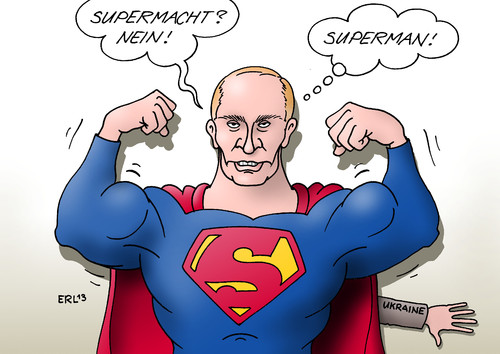 Cartoon: Putin (medium) by Erl tagged putin,russland,usa,eu,supermacht,anspruch,superman,macht,machtstreben,ukraine,einfluss,zwang,stärke,aufstand,demokratie,europa,putin,russland,usa,eu,supermacht,anspruch,superman,macht,machtstreben,ukraine,einfluss,zwang,stärke,aufstand,demokratie,europa