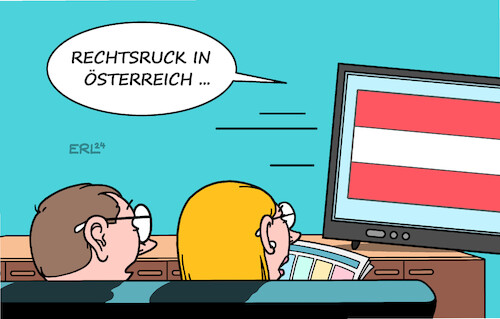 Cartoon: Rechtsruck (medium) by Erl tagged politik,wahl,österreich,rechtsruck,fpö,nachrichten,fernsehen,karikatur,erl,politik,wahl,österreich,rechtsruck,fpö,nachrichten,fernsehen,karikatur,erl