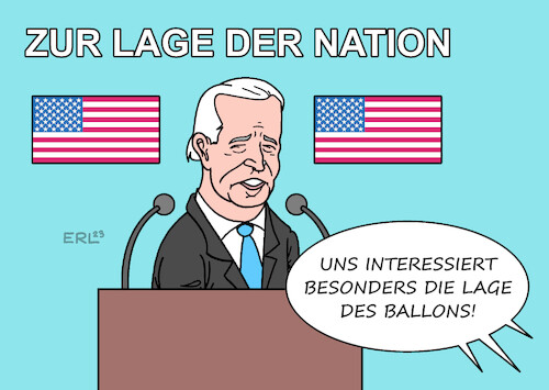 Cartoon: Rede zur Lage der Nation (medium) by Erl tagged politik,geheimdienst,spionage,spionageballon,china,usa,ballon,abschuss,präsident,joe,biden,rede,zur,lage,der,nation,karikatur,erl,politik,geheimdienst,spionage,spionageballon,china,usa,ballon,abschuss,präsident,joe,biden,rede,zur,lage,der,nation,karikatur,erl