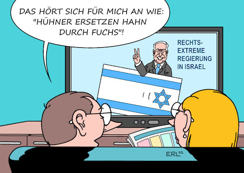 Cartoon: Regierung Israel (medium) by Erl tagged politik,israel,regierung,benjamin,netanyahu,ultraorthodoxe,rechtspopulisten,rechtsextremisten,rechtspopulismus,rechtsextremismus,paradox,hühner,hahn,fuchs,karikatur,erl,politik,israel,regierung,benjamin,netanyahu,ultraorthodoxe,rechtspopulisten,rechtsextremisten,rechtspopulismus,rechtsextremismus,paradox,hühner,hahn,fuchs,karikatur,erl