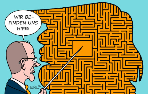 Cartoon: Regierungserklärung (medium) by Erl tagged politik,bundeskanzler,friedrich,merz,bundestag,regierungserklärung,außenpolitik,labyrinth,trump,usa,karikatur,erl,politik,bundeskanzler,friedrich,merz,bundestag,regierungserklärung,außenpolitik,labyrinth,trump,usa,karikatur,erl