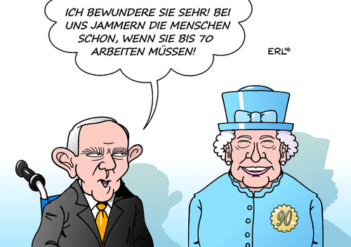 Cartoon: Rente mit 70 (medium) by Erl tagged rente,mit,70,siebzig,vorschlag,junge,union,ju,cdu,finanzminister,schäuble,arbeit,alter,ruhestand,finanzierung,jung,alt,lebenserwartung,demographischer,wandel,prognose,großbritannien,vereinigtes,königreich,queen,elizabeth,90,neunzig,geburtstag,karikatur,erl,rente,mit,70,siebzig,vorschlag,junge,union,ju,cdu,finanzminister,schäuble,arbeit,alter,ruhestand,finanzierung,jung,alt,lebenserwartung,demographischer,wandel,prognose,großbritannien,vereinigtes,königreich,queen,elizabeth,90,neunzig,geburtstag,karikatur,erl