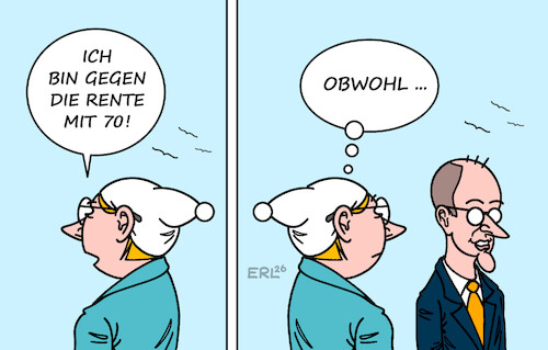Cartoon: Rente mit 70 (medium) by Erl tagged politik,arbeit,alter,rente,renteneintrittsalter,diskussion,70,michel,beliebtheit,bundeskanzler,merz,umfragetief,karikatur,erl,politik,arbeit,alter,rente,renteneintrittsalter,diskussion,70,michel,beliebtheit,bundeskanzler,merz,umfragetief,karikatur,erl